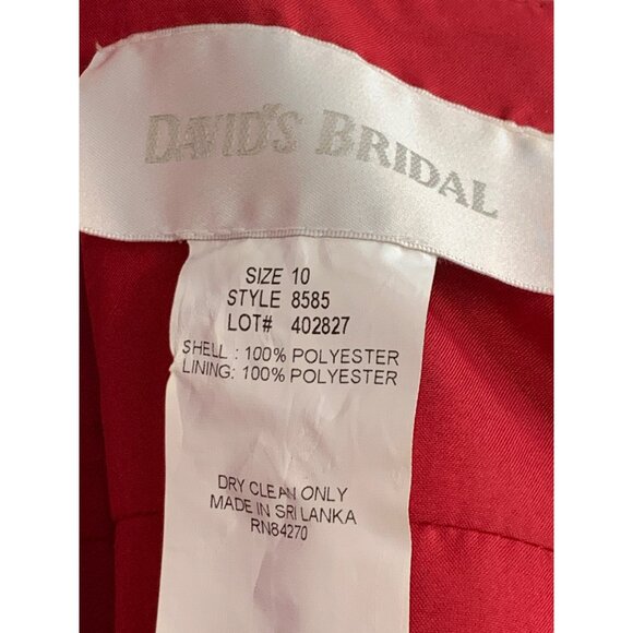 David's Bridal 8585 Red Satin Dress Empire Straps Size 10 NWT RT10301 $110 - Picture 7 of 10